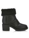 GIANVITO ROSSI WOMEN'S SHEARLING-TRIM LEATHER ANKLE BOOTS,400014384897