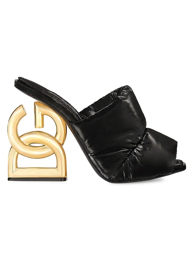 Dolce & Gabbana Dg Interlocking Quilted Leather Sandals In Black