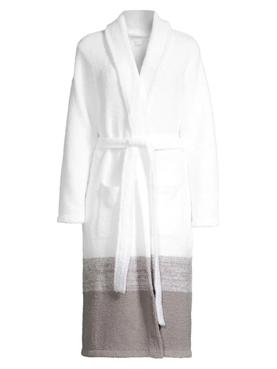 Barefoot Dreams Cozychic Heathered Stripe Robe In White,dove Grey