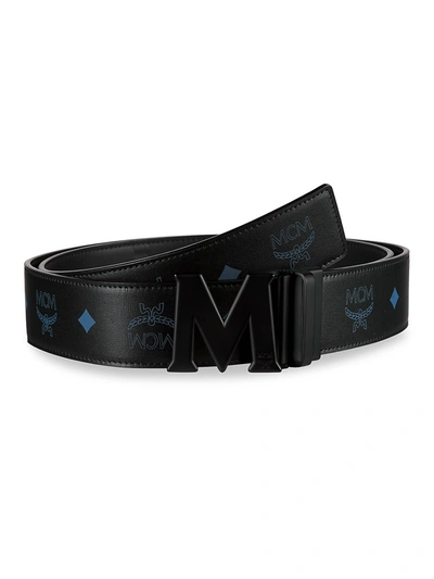 Mcm Claus Reversible Cut-to-size Cut-to-size Leather Belt In Vallarta Blue