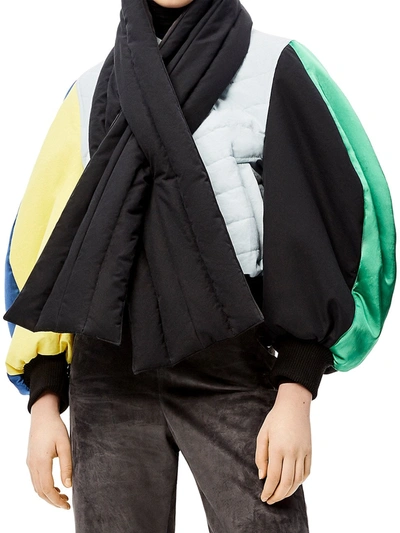 Loewe Mixed-media Exaggerated-sleeve Bomber Jacket In Multicolor