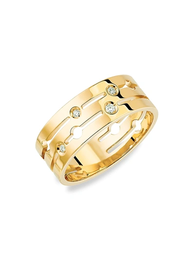 Dinh Van Women's Pulse  18k Yellow Gold & Diamond Medium Ring