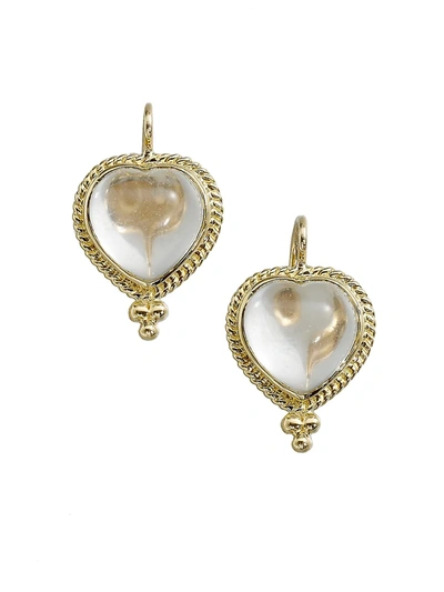 Temple St Clair Crystal 18k Gold Heart Earrings