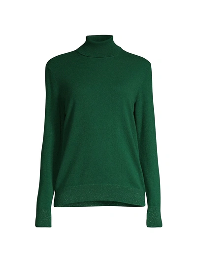 Lafayette 148 Lurex Cashmere Turtleneck In Emerald