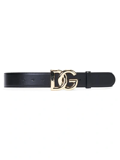 Dolce & Gabbana Crossed Logo Leather Belt In Nero