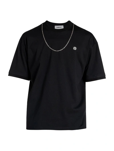 Ambush Logo Cotton Jersey T-shirt W/chain In Black Tofu