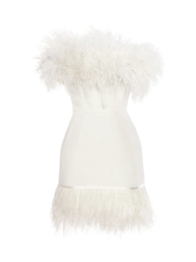 Bronx And Banco Lola Blanc Feathered Mini Dress In White