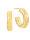 ADINAS JEWELS 14K GOLD-PLATED HOLLOW HOOP EARRINGS,400014741908