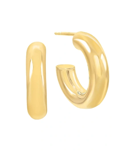 Adinas Jewels Thick Hollow Hoop Earring In 14k Gold Plated Over Sterling Silver