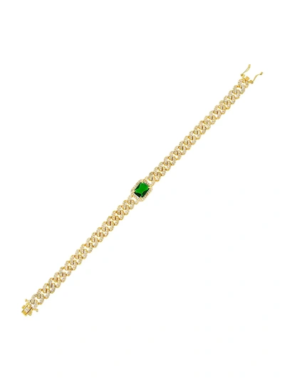 Adinas Jewels 14k Gold-plated & Cubic Zirconia Curb Chain Bracelet