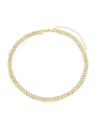 Adinas Jewels 14k Gold-plated & Cubic Zirconia Curb Chain Choker