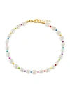 ADINAS JEWELS 14K GOLD-PLATED, 7-9MM FRESHWATER PEARL & BEAD ANKLET,400014741917