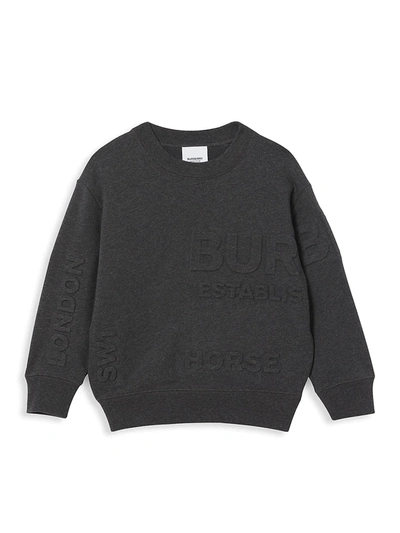 Burberry Kids' Little Boy's & Boy's Alven Horseferry-embossed Cotton Sweatshirt In Charcoal Melange