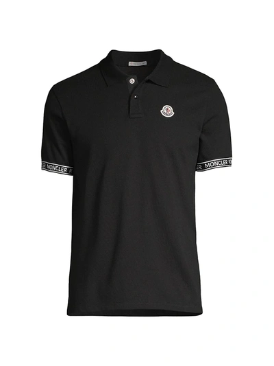 Moncler Logo-detailed Cotton Polo In Black