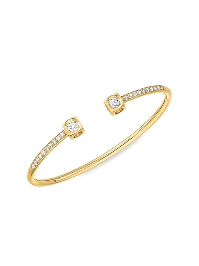 Dinh Van Women's Le Cube Diamant 18k Yellow Gold & Diamond Large Cuff