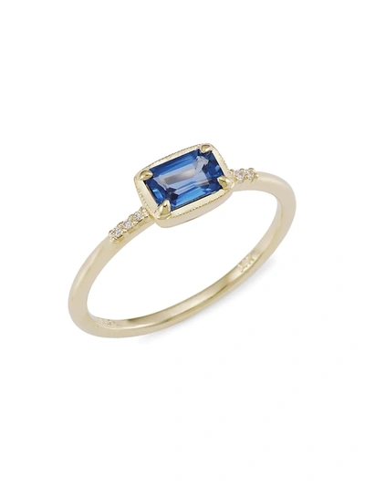 Ila Women's Karina 14k Gold, Diamonds & Blue Sapphire Ring In Yellow Gold