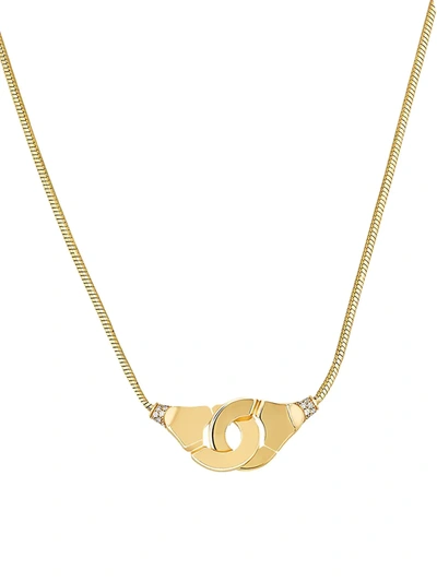 Dinh Van Women's Menottes  R12 18k Yellow Gold & Diamond Handcuff Pendant Necklace