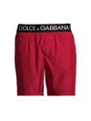 Dolce & Gabbana Logo Waistband Swim Trunks In Red
