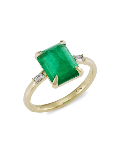 Ila Malay 14k Yellow Gold, Emerald & Diamond Ring In Green