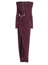 ZUHAIR MURAD JERSEY DEEP V-NECK EMBROIDERED GOWN,400014658377