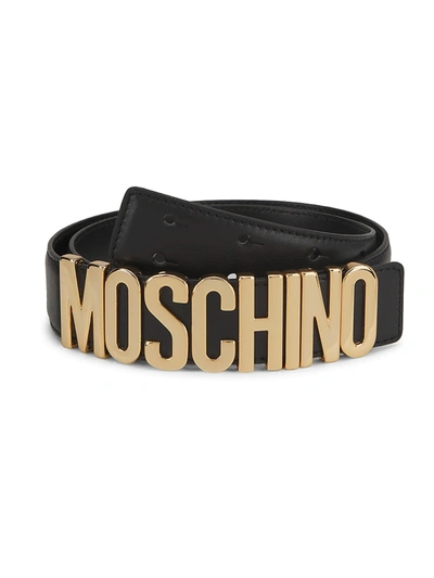 Moschino 3.5cm Logo Leather Belt In Black