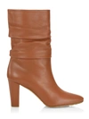 Manolo Blahnik Calasso 90 Ruched Leather Boots In Brown