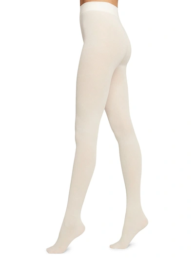 Wolford Mary Cotton Rib Tights In Ecru