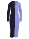 Staud Shoko Colorblock Body-con Sweaterdress In Navy Periwinkle