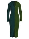 Staud Shoko Colorblocked Sweaterdress In Cypress Emerald