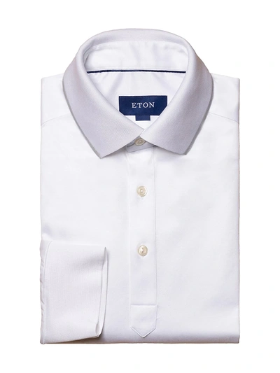Eton Contemporary Fit Jersey Long Sleeve Polo Shirt In White
