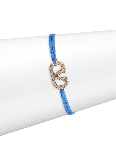 Valentino Garavani Vlogo Crystal Cord Bracelet In Blue Multi