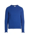 SAINT LAURENT FRAYED COTTON SWEATER,400014546047