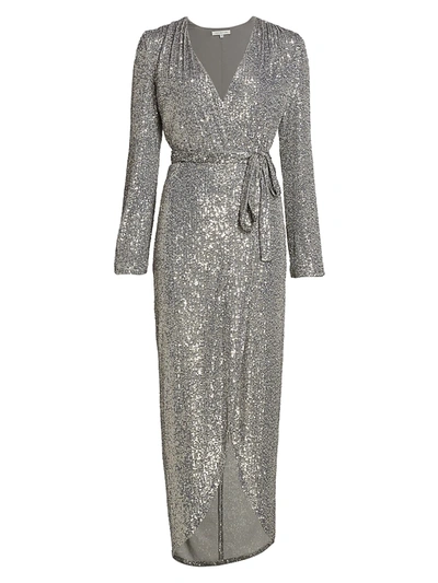 Halston Falan Sequined Cocktail Dress In Dark Silver