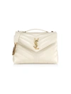 Saint Laurent Women's Small Loulou Matelassé Leather Shoulder Bag In Bianco Cream