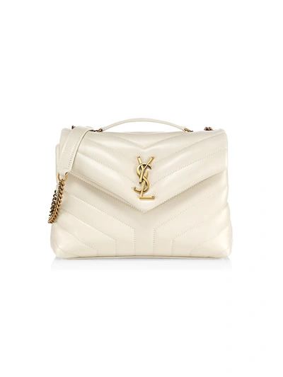 Saint Laurent Women's Small Loulou Matelassé Leather Shoulder Bag In Bianco Cream