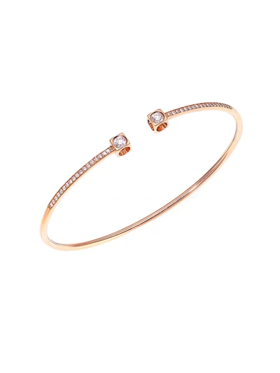 Dinh Van Women's Le Cube Diamant 18k Rose Gold & Diamond Medium Cuff