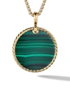 David Yurman Dy Elements Disc Pendant In 18k Yellow Gold With Black Onyx In Malachite