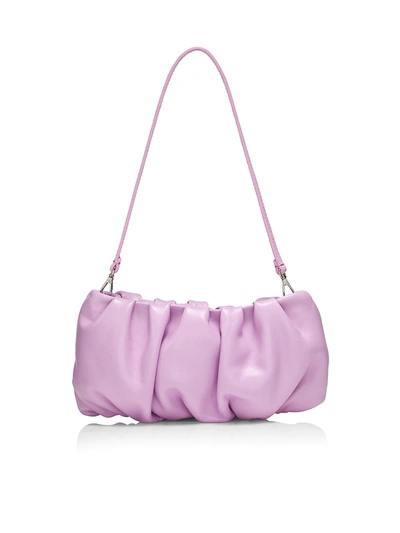 Staud Bean Ruched Leather Shoulder Bag In Lavender