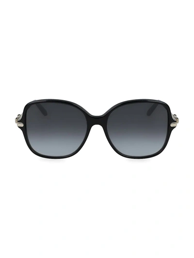 Ferragamo 57mm Gradient Rounded Square Sunglasses In Black/ Grey
