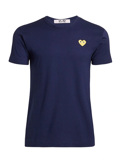 Comme Des Gar Ons Play Embroidered Heart T-shirt In Navy