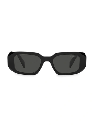 Prada Symbole 49mm Rectangle Sunglasses In Black