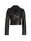 Lamarque Donna Hand-waxed Leather Moto Jacket In Black