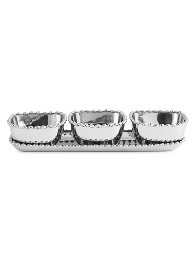 Michael Aram Molten 3-piece Bowl & Tray Set In Silver- Tone