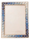 Jay Strongwater Indigo Pyramid 5" X 7" Picture Frame In Delft Garden