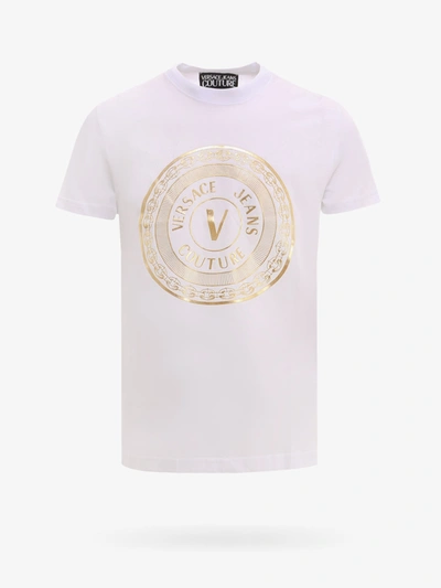 Versace Jeans Couture White Cotton T-shirt With Logo Print