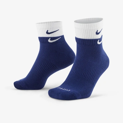 Nike Everyday Plus Cushioned Training Ankle Socks In Deep Royal Blue,white,white