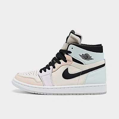 Nike Jordan Women's Air 1 Zoom Air Comfort Casual Shoes Size 9.5 Leather/microfiber In Pale Ivory/black/light Violet