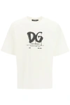 Dolce & Gabbana Men's Spray Paint Dg T-shirt In Dg Fdo Bco Nat (white)
