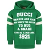 GUCCI GREEN SWEATSHIRT FOR KIDS WITH WHITE LOGO,660769 XJDMF 3136