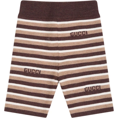 Gucci Multicolor Trousers For Baby Kids With Brown Logo
